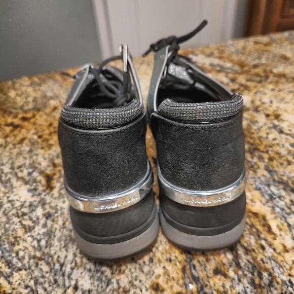 Michael Kors Black Silver Platform Sneakers Size 6M ID HJ18A - Picture 10 of 14